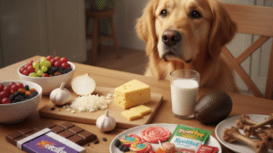 Cão olhando para um pedaço de chocolate (1)
